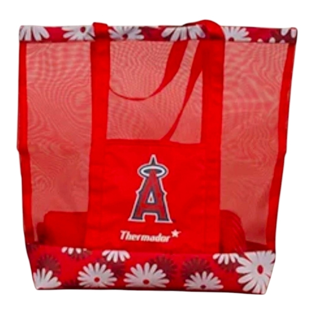 MLB LA Angels Thermador Tote Bag Red Floral